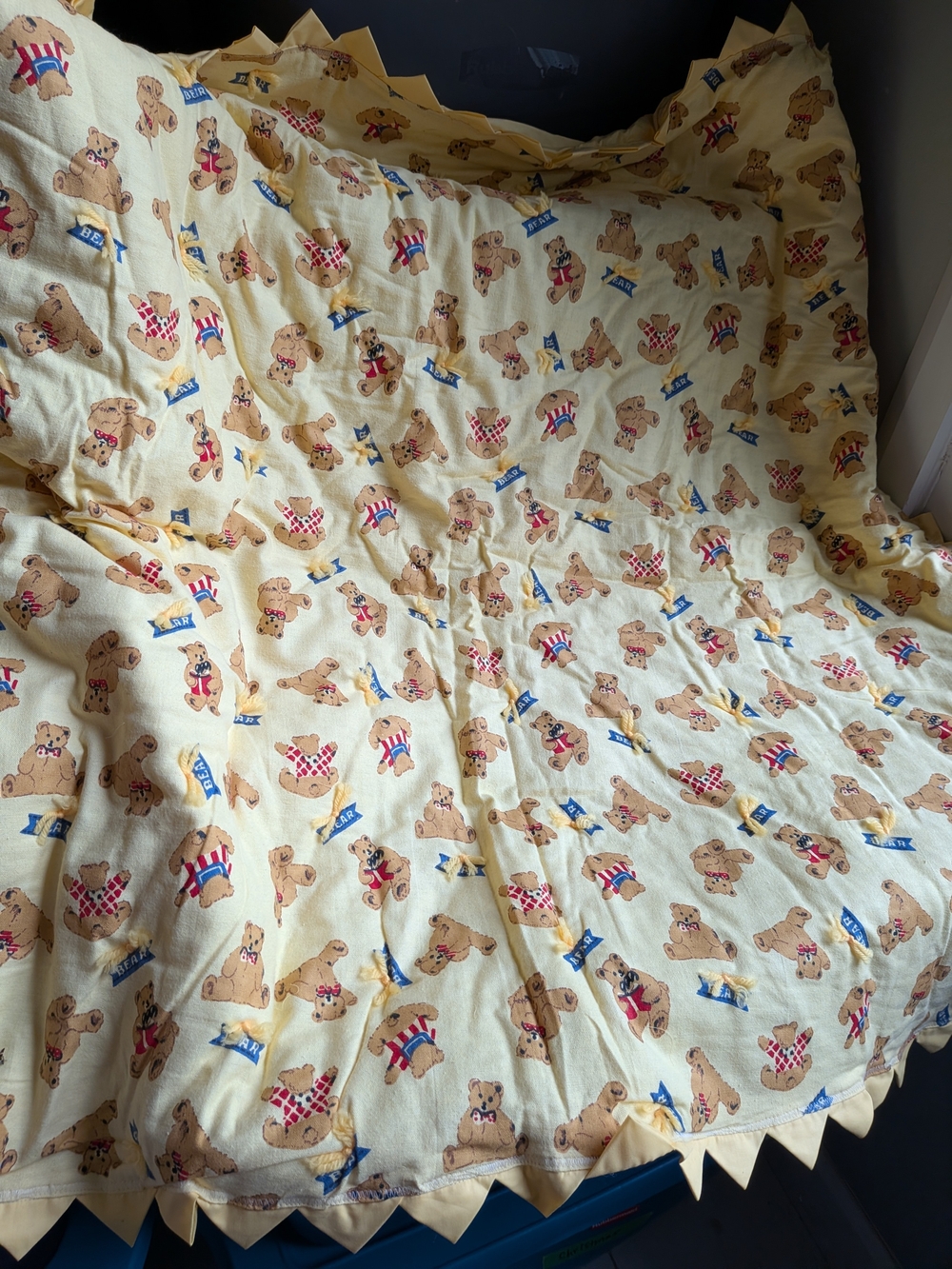 Vintage Yellow Bear Baby Quilt